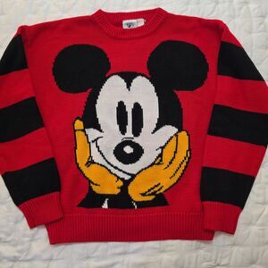 Vintage 80's 90s Mickey & Co Disney Mickey Mouse Knit Sweater Red Medium